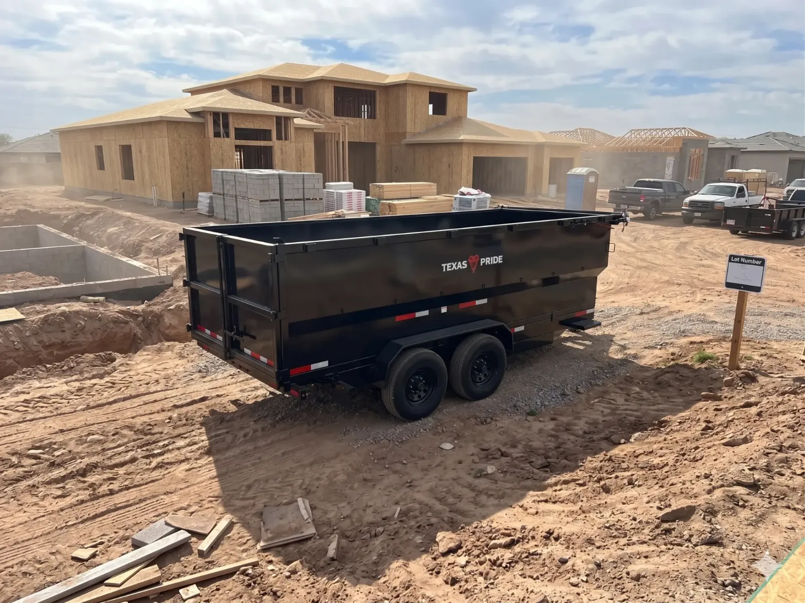 RockSpread AZ 14,000-lb dump trailer for bulk rock and debris haul-off